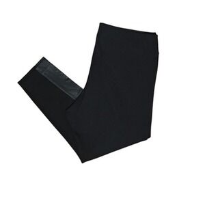 Soft Surroundings Pants Womens Petite XL Black Leggings Faux Leather Trim Ankle